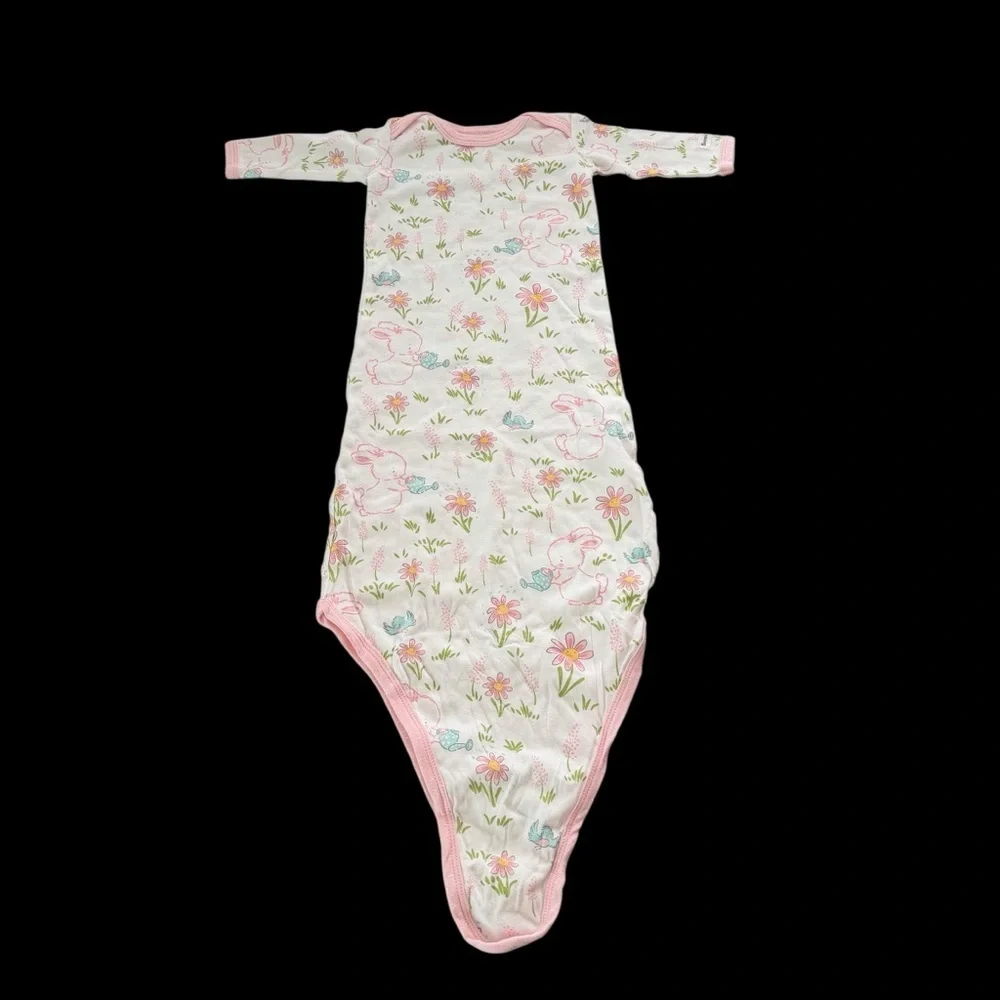 Bunnies by the Bay Baby Girls 0-3‎ months Bunny Floral Cotton Tie Bottom Gown NB